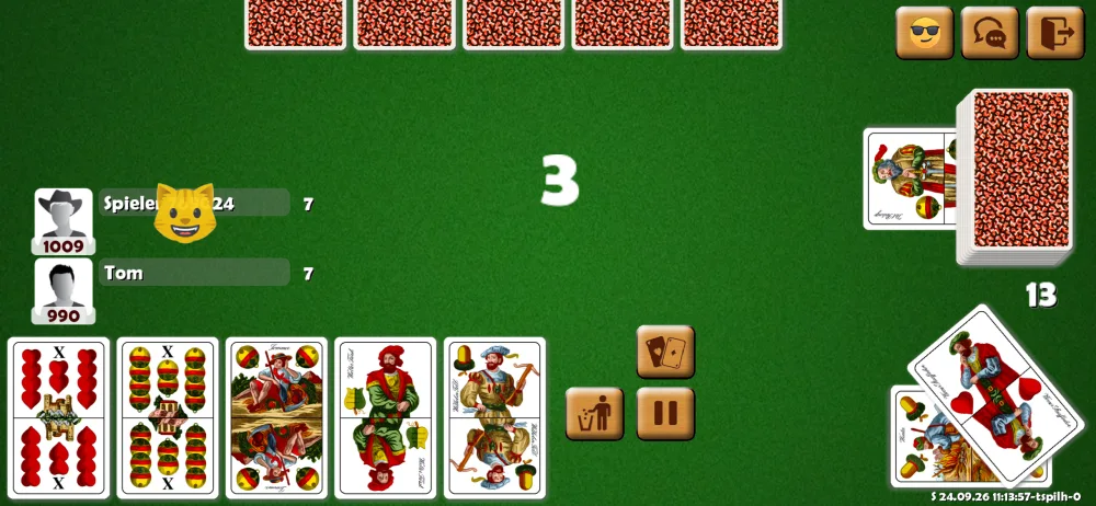 Ein Blick ins Spiel: Schnopsn Online