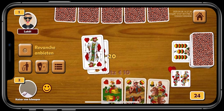 Schnopsn Cash App Screenshot